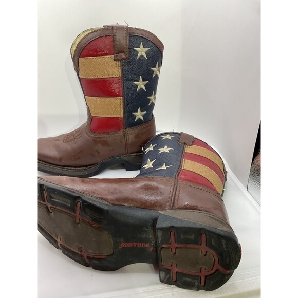 Durango Kids 8" Size 13.5 Western Boots American Flag Design Brown Leather - Picture 9 of 9
